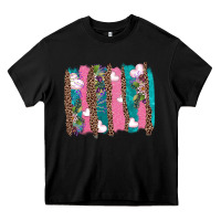 Black v.d turquoise leopard and flowers  brushstrokes Heavy Core Tee - AdoDesignShop