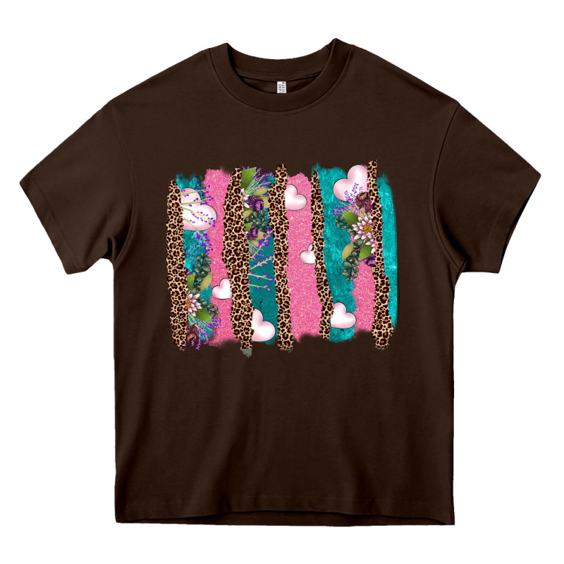 V.d Turquoise Leopard And Flowers  Brushstrokes Heavy Core Tee by AdoDesignShop | Teevron