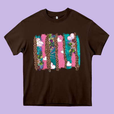 V.d Turquoise Leopard And Flowers  Brushstrokes Heavy Core Tee Designed By Adodesignshop