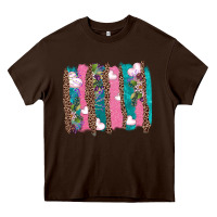 Chocolate Brown v.d turquoise leopard and flowers  brushstrokes Heavy Core Tee - AdoDesignShop