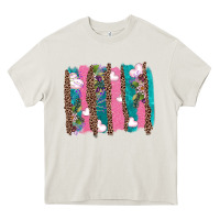 Cream v.d turquoise leopard and flowers  brushstrokes Heavy Core Tee - AdoDesignShop