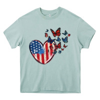 Arona 4th of july american flag heart butterfly Heavy Core Tee - MaliasSmallBusiness
