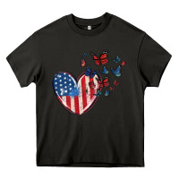 Asphalt 4th of july american flag heart butterfly Heavy Core Tee - MaliasSmallBusiness
