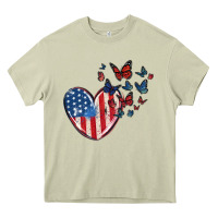 Mossy 4th of july american flag heart butterfly Heavy Core Tee - MaliasSmallBusiness