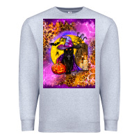 Heather Grey witchy cat Premium Sweatshirt - BundleAndBundleShop