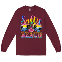 Burgundy Salty beach Long Sleeve Tee - NancyCooperArtShop