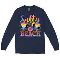 Navy Salty beach Long Sleeve Tee - NancyCooperArtShop