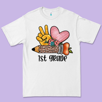 Peace Love 1st Grade Premium Tee Designed By Jahusdesignshop