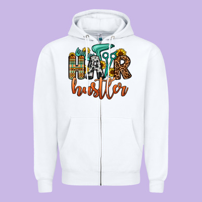 Hair Hustler Zipper Hoodie Designed By Oliviacreatesart