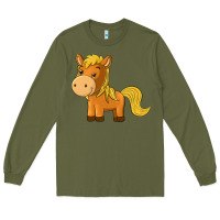 Army Green cute horse Long Sleeve Tee - texasbilliewilder