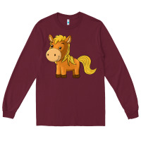 Burgundy cute horse Long Sleeve Tee - texasbilliewilder