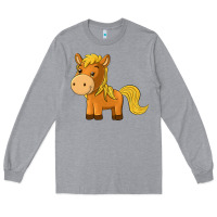 Heather Grey cute horse Long Sleeve Tee - texasbilliewilder