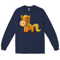 Navy cute horse Long Sleeve Tee - texasbilliewilder