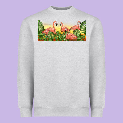 Flamingos With Sunset Heavyweight Sweatshirt Designed By Tumblerdesignbyshophia