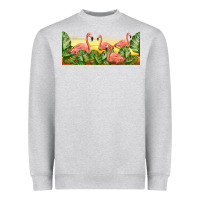 Heather Grey flamingos with sunset Heavyweight Sweatshirt - TumblerDesignByShophia