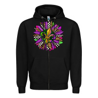 Black mardi gras sunflower Zipper Hoodie - OliviaCreatesArt