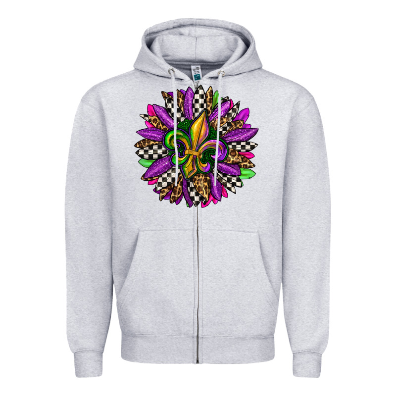 Mardi Gras Sunflower Zipper Hoodie by OliviaCreatesArt | Teevron