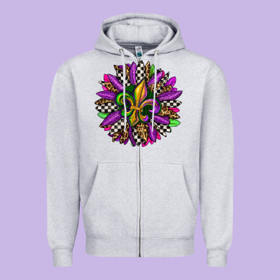 Mardi Gras Sunflower Zipper Hoodie Designed By Oliviacreatesart