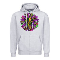 Heather Grey mardi gras sunflower Zipper Hoodie - OliviaCreatesArt