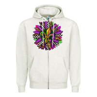Oatmeal Heather mardi gras sunflower Zipper Hoodie - OliviaCreatesArt