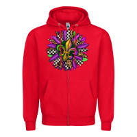 Red mardi gras sunflower Zipper Hoodie - OliviaCreatesArt