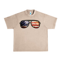 French Oak amerıcan flag glasses Urban Heavy Tee - BarkalooDesign