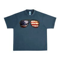 Midnight Navy amerıcan flag glasses Urban Heavy Tee - BarkalooDesign