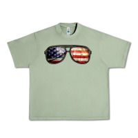 Oil Green amerıcan flag glasses Urban Heavy Tee - BarkalooDesign