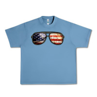 Pebble Blue amerıcan flag glasses Urban Heavy Tee - BarkalooDesign
