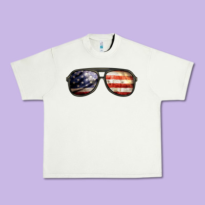Amerıcan Flag Glasses Urban Heavy Tee Designed By Barkaloodesign