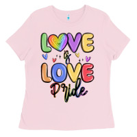 Bubblegum Pink love is love pride Ladies Tee - MaliasSmallBusiness