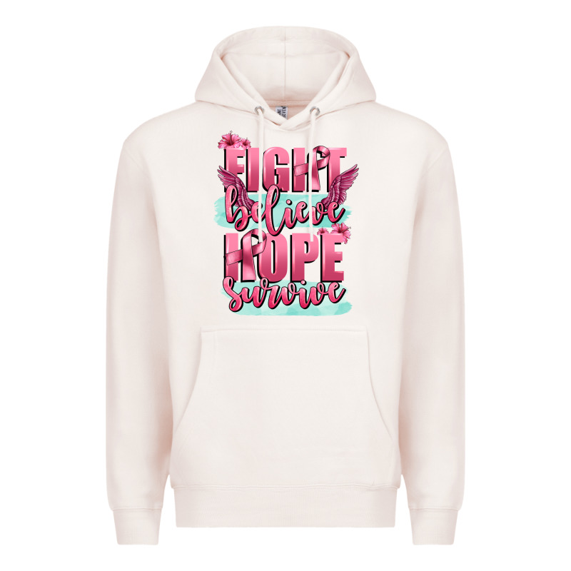 Fight Believe Hope Survive Cancer Awareness Premium Hoodie by FaDigitalArtStudio | Teevron