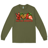 Army Green peace love strawberries Long Sleeve Tee - Jasminsmagicworld