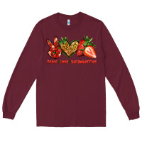 Burgundy peace love strawberries Long Sleeve Tee - Jasminsmagicworld