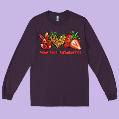 Peace Love Strawberries Long Sleeve Tee Designed By Jasminsmagicworld