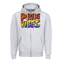Heather Grey pride vibes Zipper Hoodie - OliviaCreatesArt