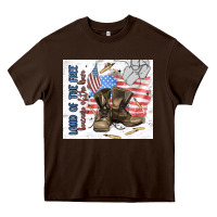 Chocolate Brown land of the free Heavy Core Tee - MaliasSmallBusiness