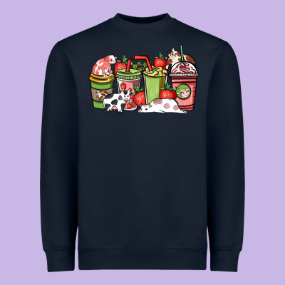 Cow And Strawberry Coffee Cups Heavyweight Sweatshirt Designed By Howdyjamesfarm