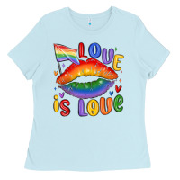 Baby Blue love is love lips Ladies Tee - MaliasSmallBusiness