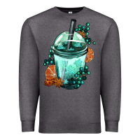 Charcoal Heather Winter Bobba Cup Premium Sweatshirt - FaDigitalArtStudio
