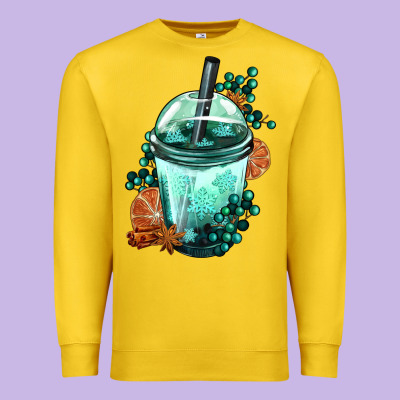 Winter Bobba Cup Premium Sweatshirt Designed By Fadigitalartstudio