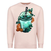 Pale Pink Winter Bobba Cup Premium Sweatshirt - FaDigitalArtStudio