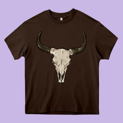Cow Skul Heavy Core Tee Designed By Maliassmallbusiness