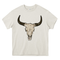Cream cow skul Heavy Core Tee - MaliasSmallBusiness