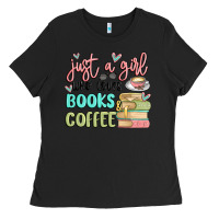 Just A Girl Who Loves Books And Coffee Ladies Tee | Teevron