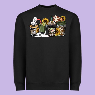 Cowhide Coffee Cups Heavyweight Sweatshirt Designed By Howdyjamesfarm