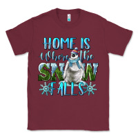 Burgundy Home Is Where The Snow Falls Winter Penguin Classic Tee - LillyAllenDesigns