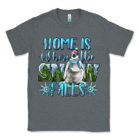 Charcoal Heather Home Is Where The Snow Falls Winter Penguin Classic Tee - LillyAllenDesigns