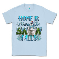 Dusty Blue Home Is Where The Snow Falls Winter Penguin Classic Tee - LillyAllenDesigns