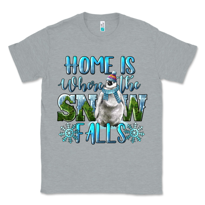 Home Is Where The Snow Falls Winter Penguin Classic Tee by LillyAllenDesigns | Teevron